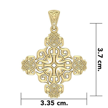 Modern Celtic Knotwork Cross Solid Gold Pendant GPD984 - Jewelry